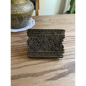 Vintage Wooden Hand Carved Textile Printing Fabric Block Stamp Floral Paisley